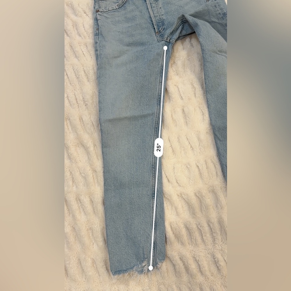 Agolde Riley Crop Straight Leg Button Fly Light‎ Wash Jeans Size 25 - Picture 7 of 8